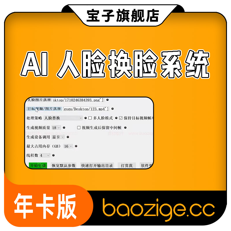 AI人脸换脸系统(年卡)